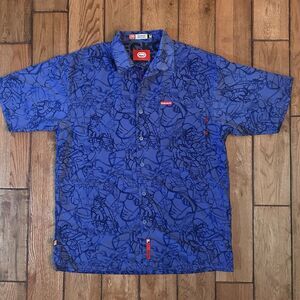 Vtg Men's ECKO Unltd Hip Hop Button Up Graffiti Print Shirt M